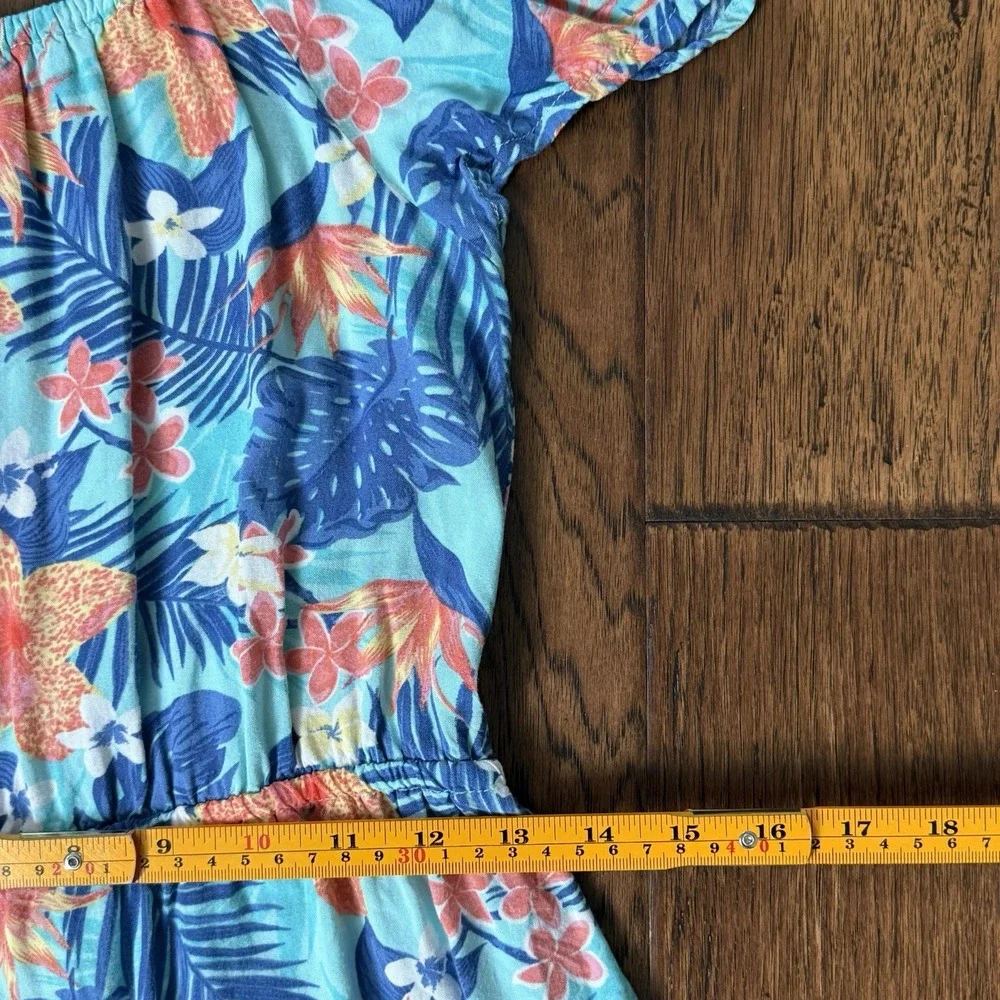 The Children's Place Cold Shoulder Dress Rayon Tropical Coastal Casual Size 14